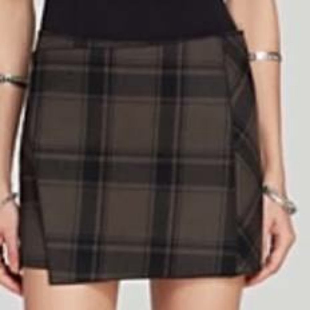 Free People asymmetrical plaid mini skirt sz 4